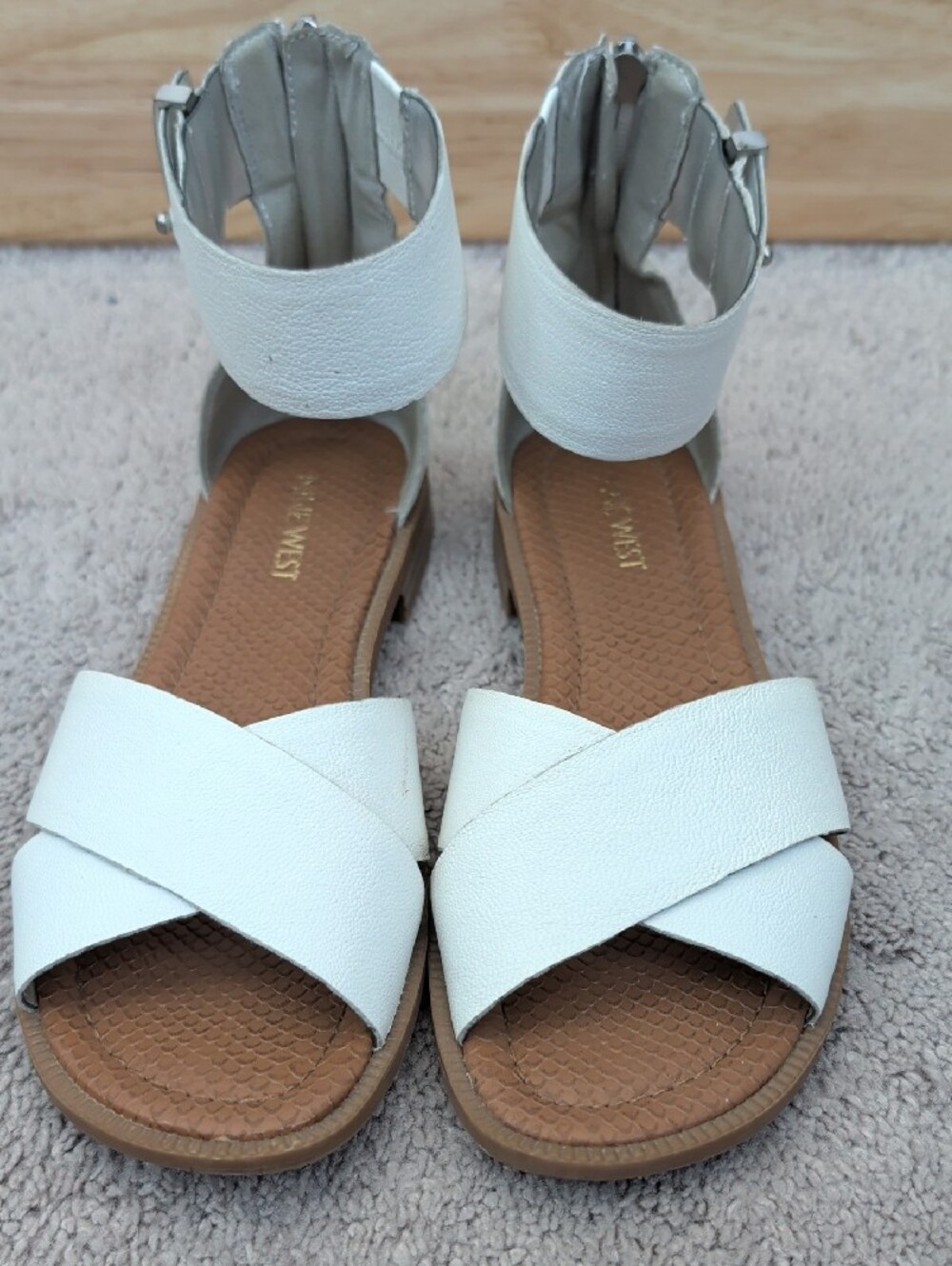 Nine West White Crisscross Ankle-Strap Sandals - Picture 5 of 6